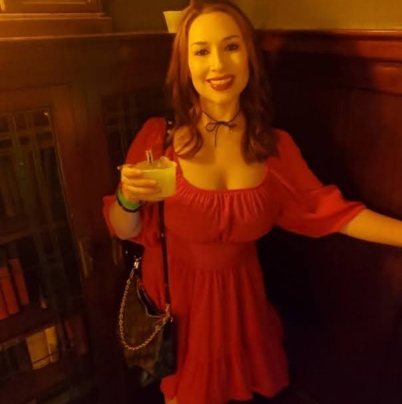 Exlura SM Red Ruffled Bell Sleeve Off-the-Shoulder Mini Flare Dress - Picture 6 of 8